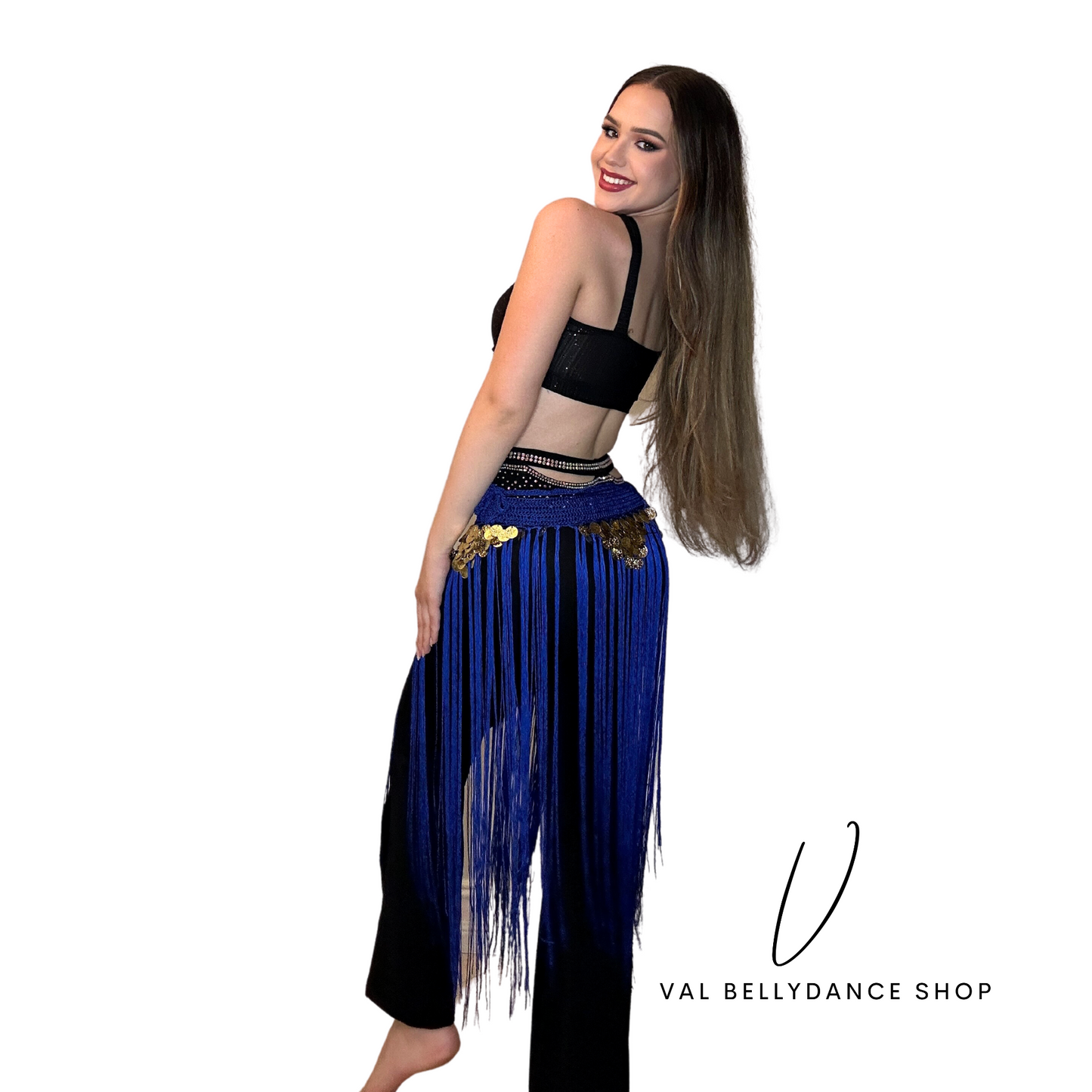 Knitted Tassels and Coins Hip Scarf