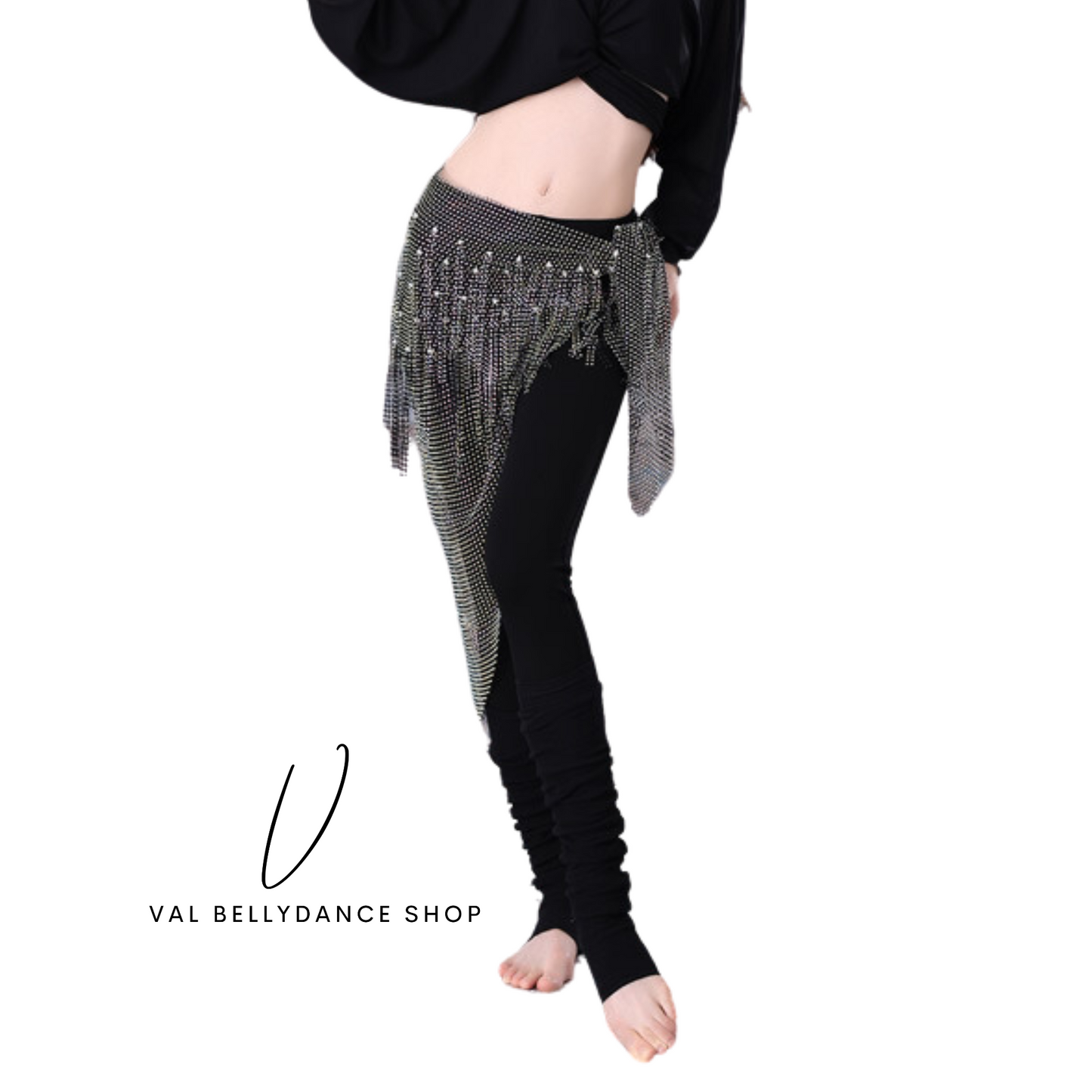 Mesh and Crystals Triangle Hip Scarf