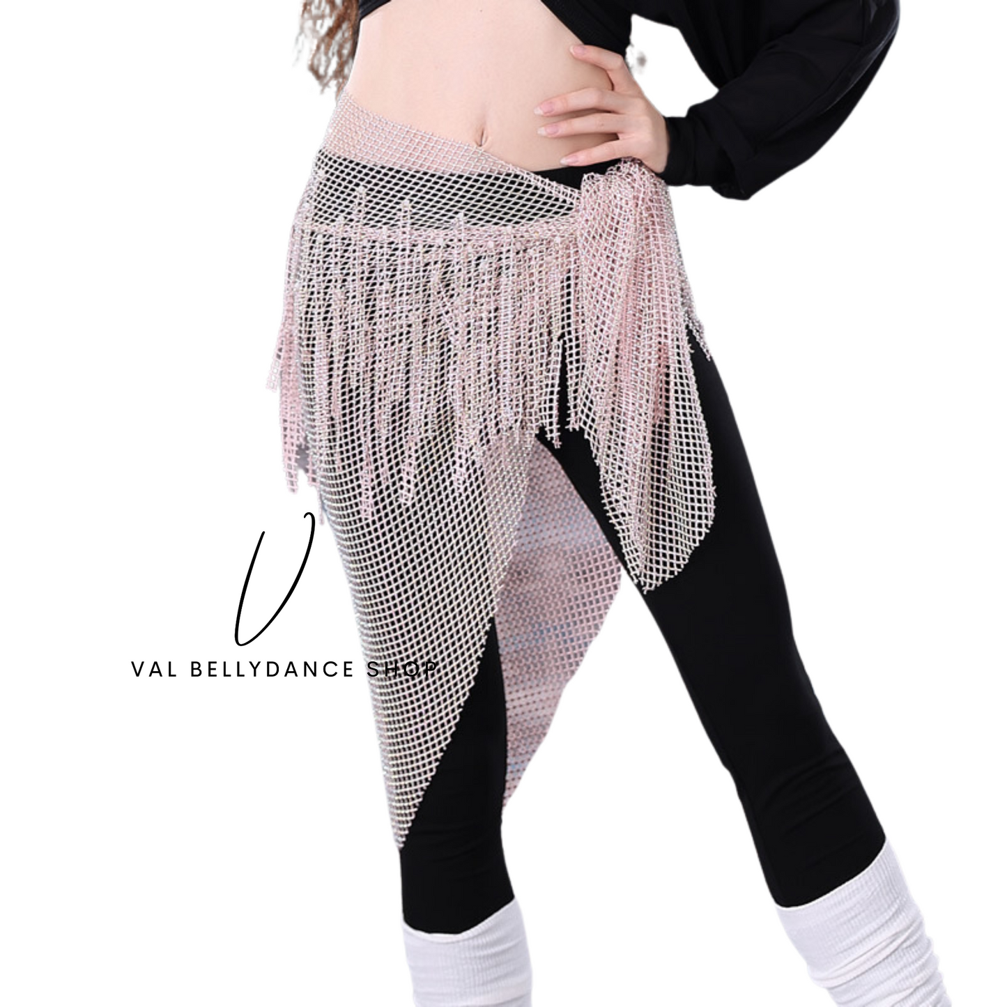 Mesh and Crystals Triangle Hip Scarf