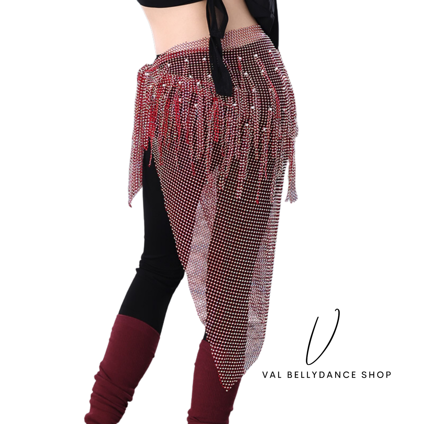Mesh and Crystals Triangle Hip Scarf