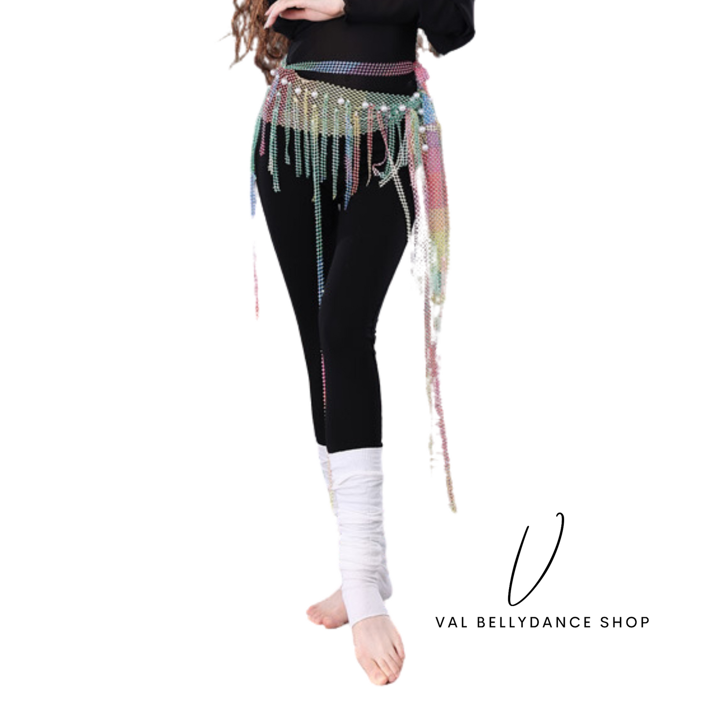 Crystals and Pearls Mesh Hip Scarf