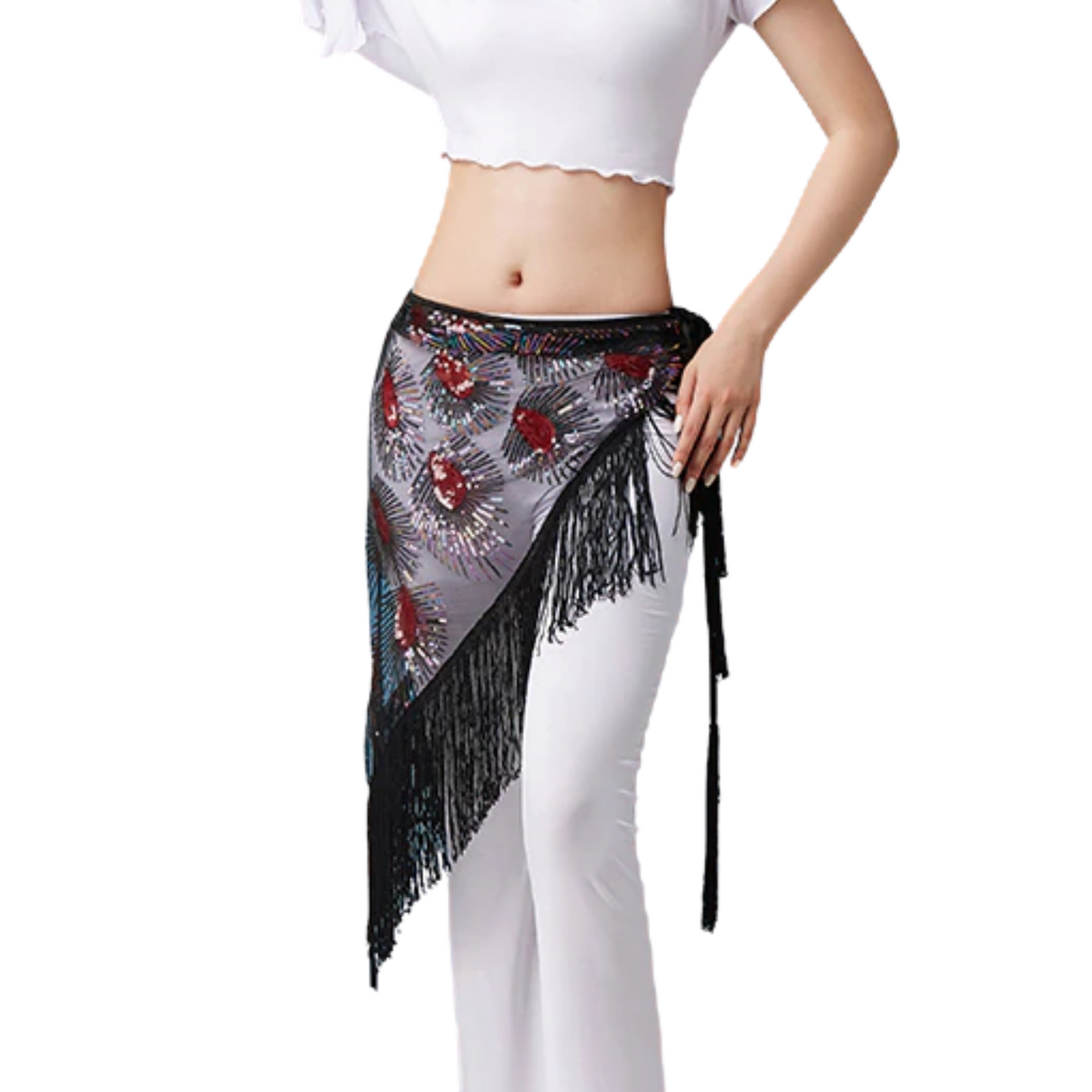 Feather Pattern Bellydance Hip Scarf
