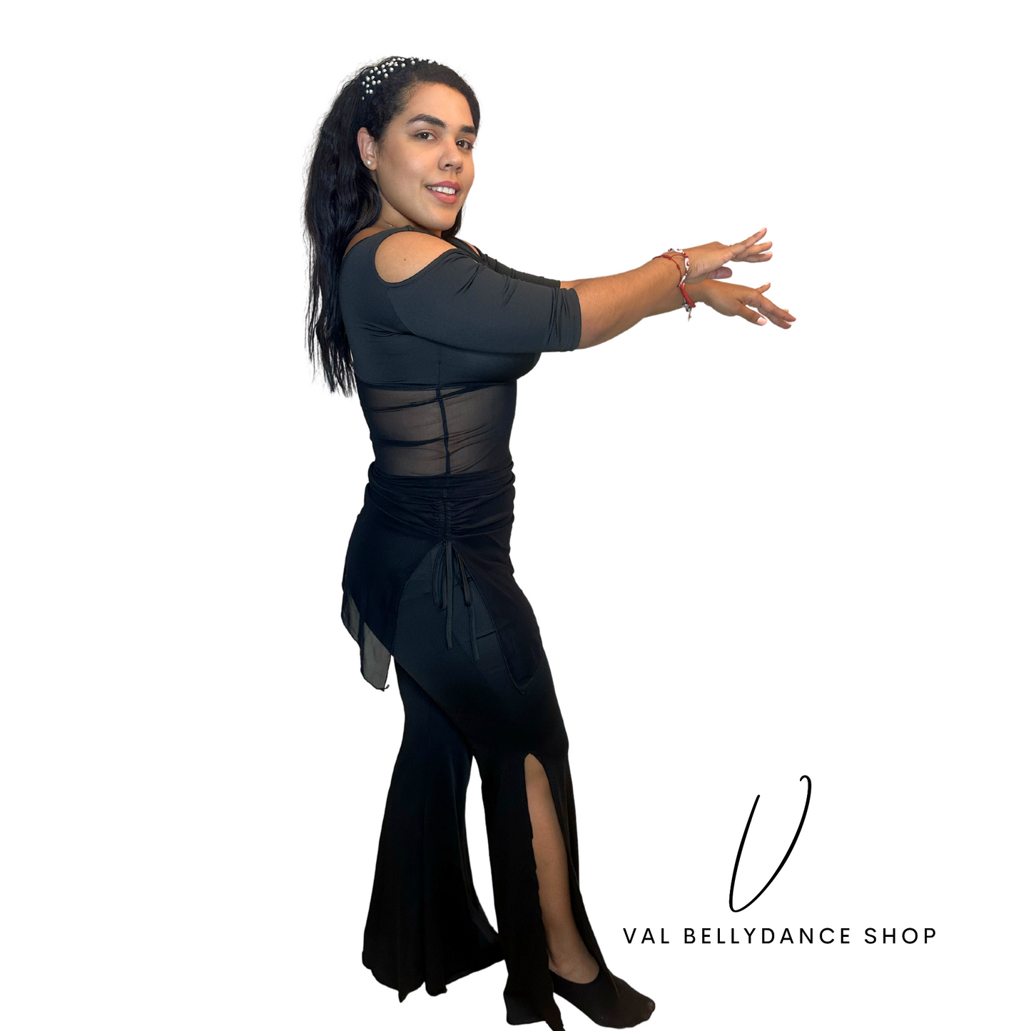 black Flare Bellydance Practice Setside view