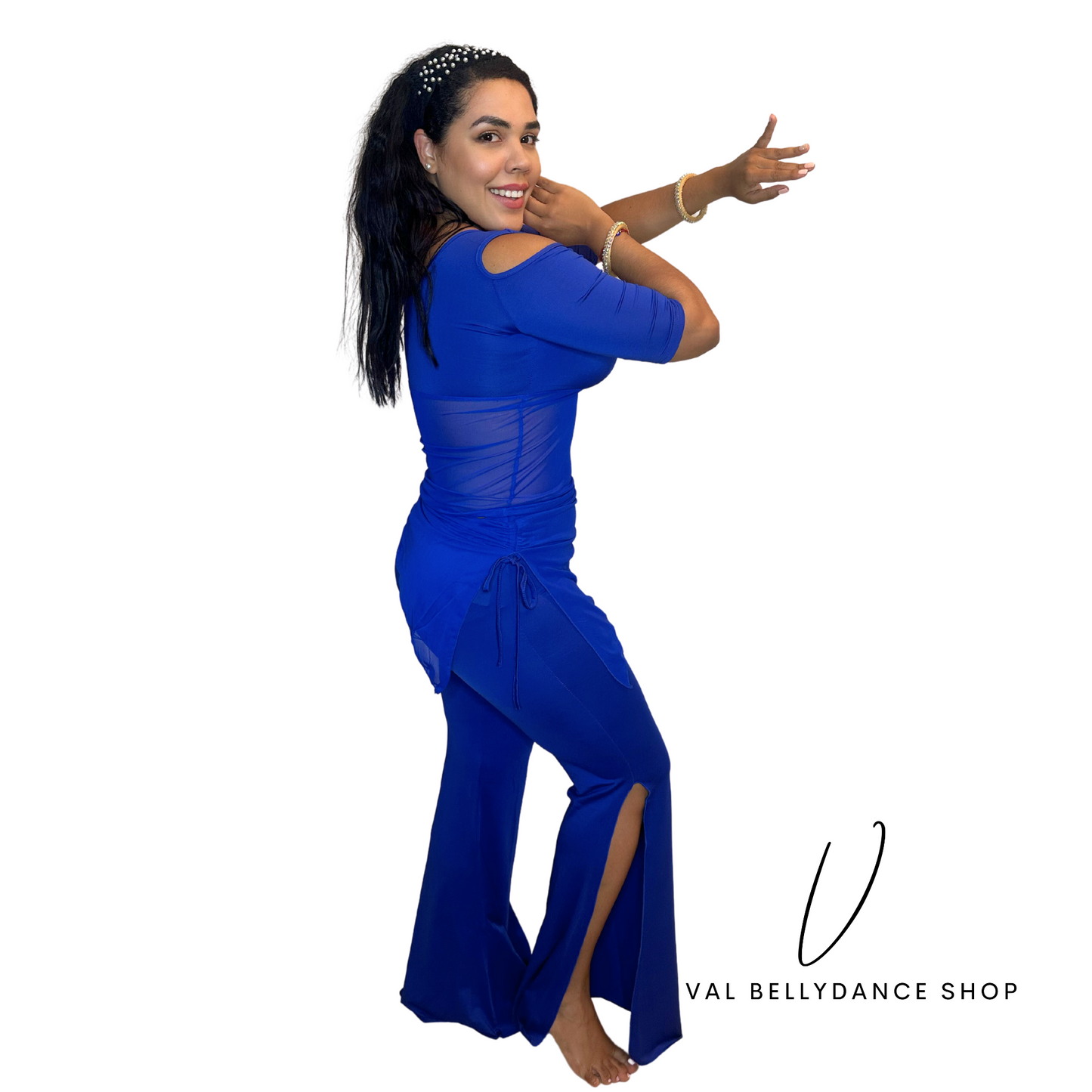 Flare Bellydance Practice Set blue side view