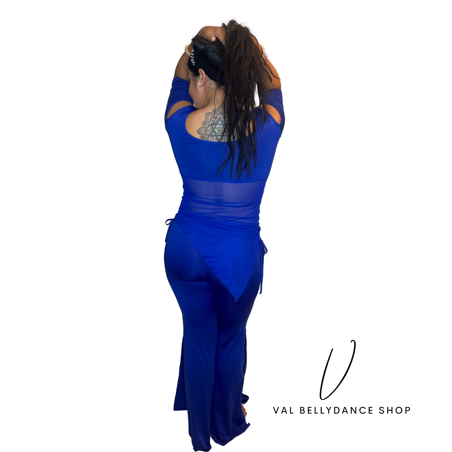 Flare Bellydance Practice Set back view blue