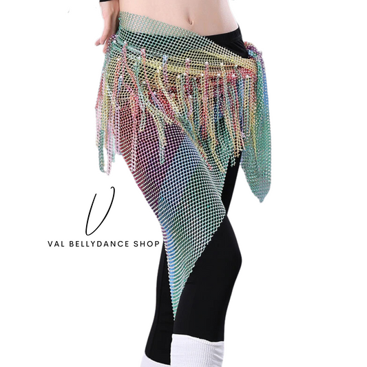 Mesh and Crystals Triangle Hip Scarf